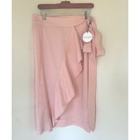 $550 Marysia NWT! Seahaven Eyelet Wrap Skirt in Rose Size M - Picture 3 of 5
